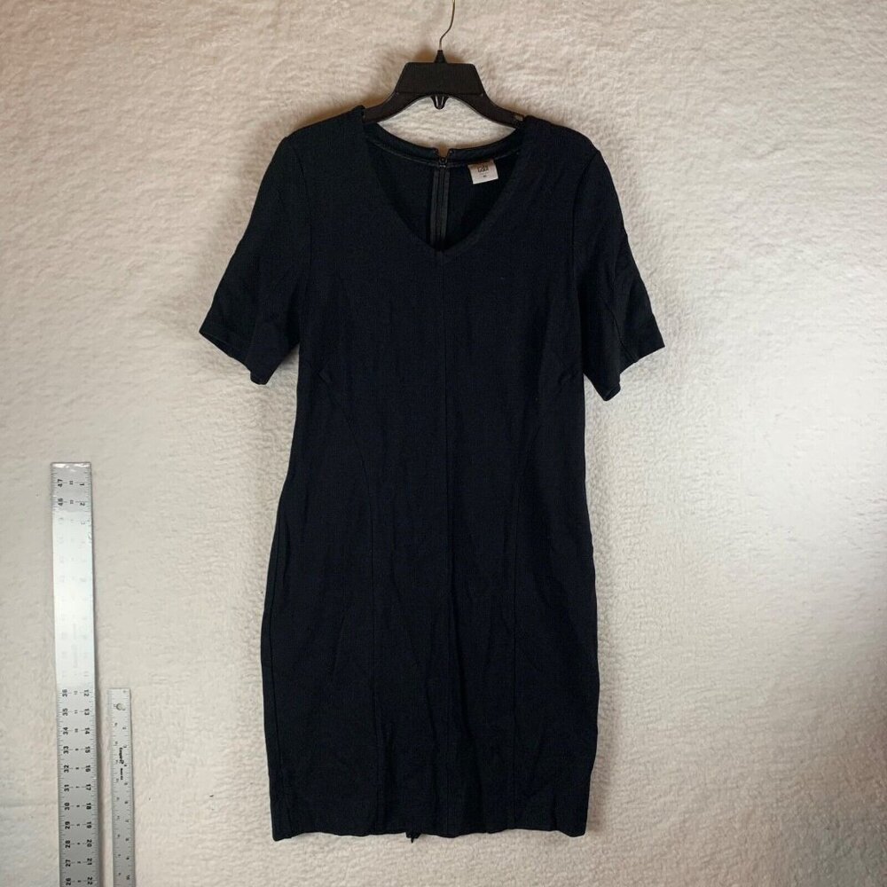 Cabi Womens Short Sleeve Claire Ponte Knit Black Midi Sheath Dress Size 10 10053
